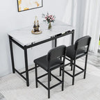 Juego de mesa de bar de 3 piezas gris/negro para 2, mesa rectangular y 2 taburetes tapizados