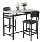 Juego de mesa de bar de 3 piezas gris/negro para 2, mesa rectangular y 2 taburetes tapizados