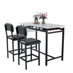 Juego de mesa de bar de 3 piezas gris/negro para 2, mesa rectangular y 2 taburetes tapizados