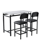 Juego de mesa de bar de 3 piezas gris/negro para 2, mesa rectangular y 2 taburetes tapizados