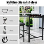 Juego de mesa de bar de 3 piezas gris/negro para 2, mesa rectangular y 2 taburetes tapizados