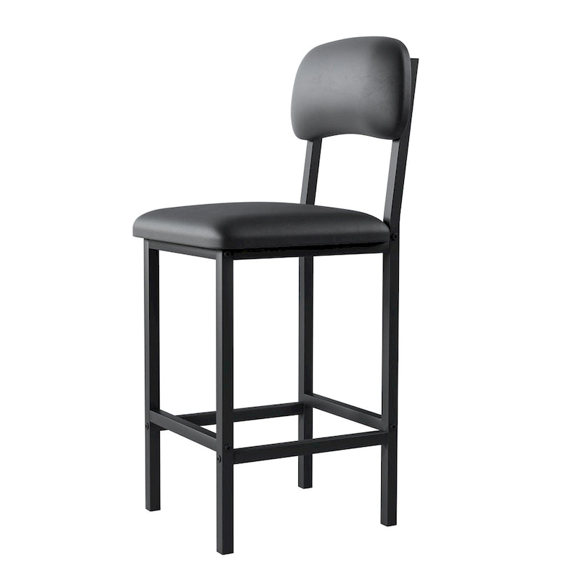 Juego de mesa de bar de 3 piezas gris/negro para 2, mesa rectangular y 2 taburetes tapizados