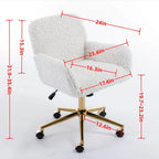 Sillón de oficina tapizado rosa con base metálica dorada, individual