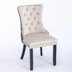 Silla de comedor de terciopelo negra/beige, juego de 2, capacidad para 2 personas