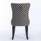 Silla de comedor de terciopelo negra/beige, juego de 2, capacidad para 2 personas