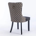 Silla de comedor de terciopelo negra/beige, juego de 2, capacidad para 2 personas
