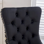 Silla de comedor de terciopelo negra/beige, juego de 2, capacidad para 2 personas