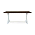 Mesa de comedor de caballete estilo rústico en marrón oscuro y blanco, con capacidad para 6 personas