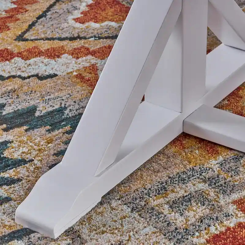 Mesa de comedor de caballete estilo rústico en marrón oscuro y blanco, con capacidad para 6 personas