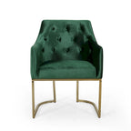 Sillón decorativo de terciopelo con botones y patas doradas, asiento individual — Esmeralda / Turquesa / Negro