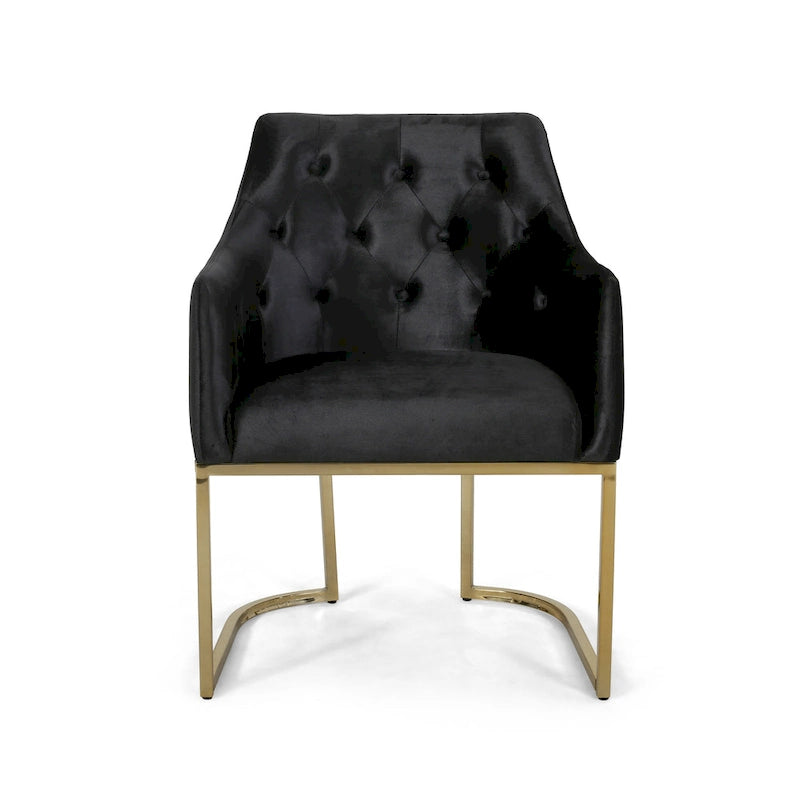 Sillón decorativo de terciopelo con botones y patas doradas, asiento individual — Esmeralda / Turquesa / Negro