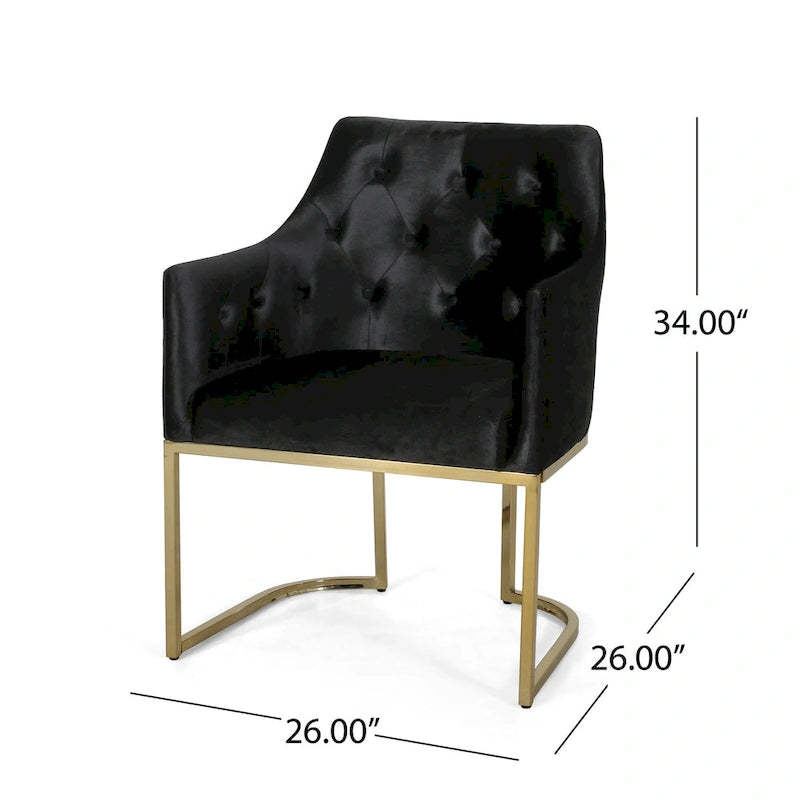 Sillón decorativo de terciopelo con botones y patas doradas, asiento individual — Esmeralda / Turquesa / Negro