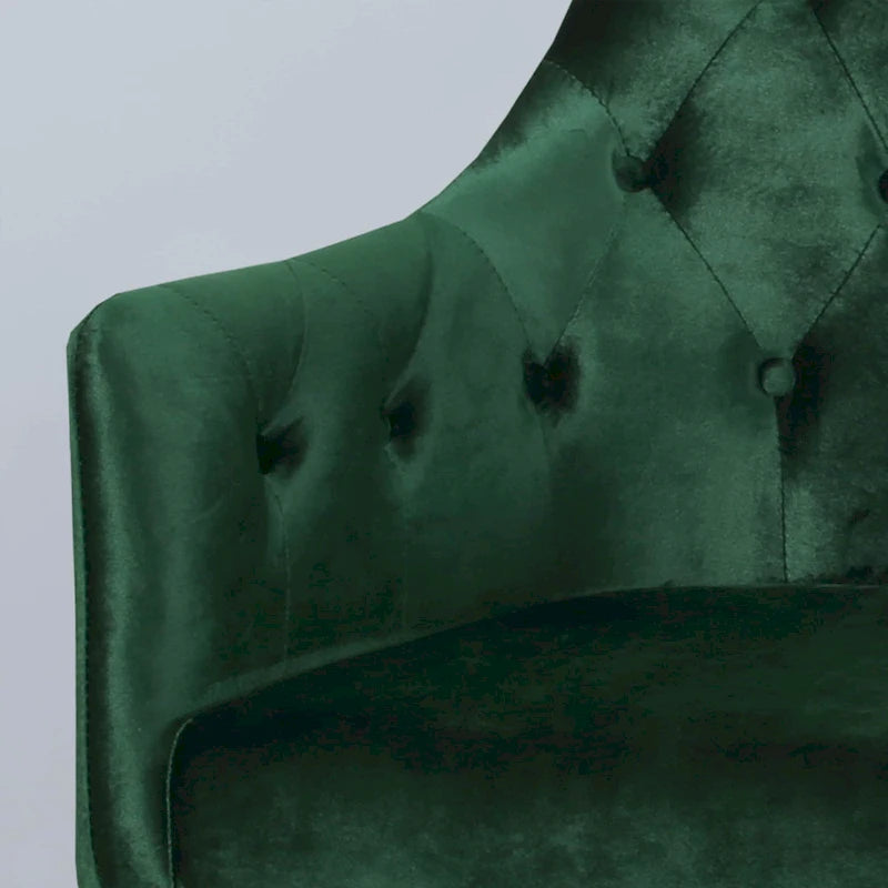 Sillón decorativo de terciopelo con botones y patas doradas, asiento individual — Esmeralda / Turquesa / Negro