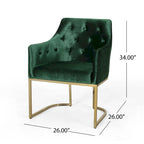Sillón decorativo de terciopelo con botones y patas doradas, asiento individual — Esmeralda / Turquesa / Negro