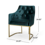 Sillón decorativo de terciopelo con botones y patas doradas, asiento individual — Esmeralda / Turquesa / Negro