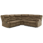 Seccional reclinable de piel sintética gris/marrón, 2 asientos, con tirador