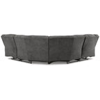 Seccional reclinable de piel sintética gris/marrón, 2 asientos, con tirador