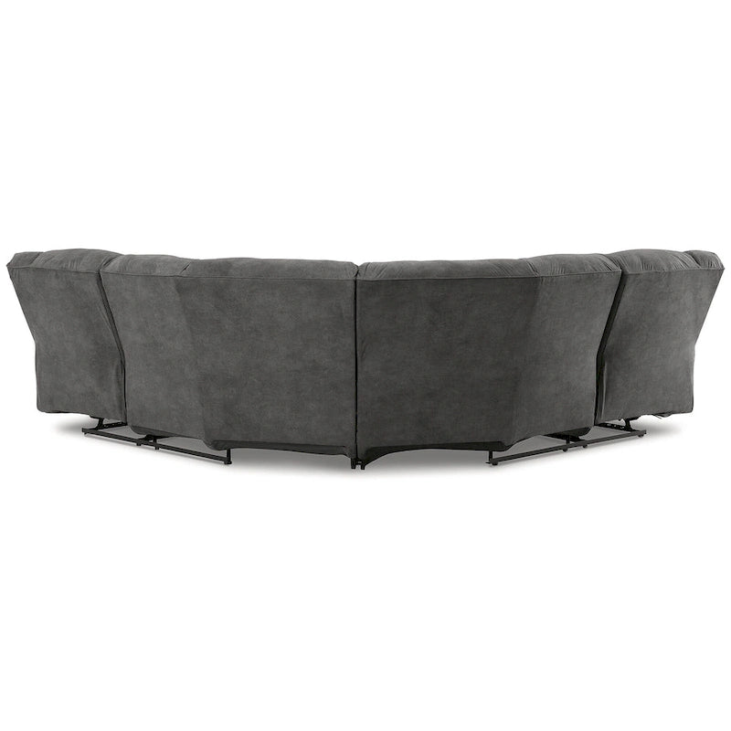 Seccional reclinable de piel sintética gris/marrón, 2 asientos, con tirador
