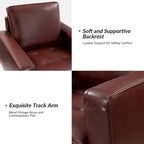 Sillón decorativo de cuero auténtico de mediados de siglo, juego de 2 unidades — Negro / Azul marino / Marrón / Camel / Burdeos / Beige