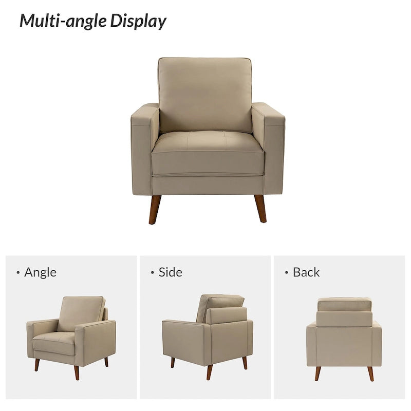Sillón decorativo de cuero auténtico de mediados de siglo, juego de 2 unidades — Negro / Azul marino / Marrón / Camel / Burdeos / Beige