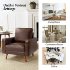 Sillón decorativo de cuero auténtico de mediados de siglo, juego de 2 unidades — Negro / Azul marino / Marrón / Camel / Burdeos / Beige