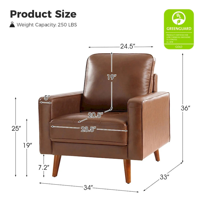 Sillón decorativo de cuero auténtico de mediados de siglo, juego de 2 unidades — Negro / Azul marino / Marrón / Camel / Burdeos / Beige