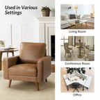 Sillón decorativo de cuero auténtico de mediados de siglo, juego de 2 unidades — Negro / Azul marino / Marrón / Camel / Burdeos / Beige