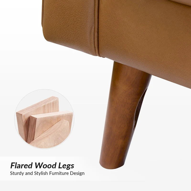 Sillón decorativo de cuero auténtico de mediados de siglo, juego de 2 unidades — Negro / Azul marino / Marrón / Camel / Burdeos / Beige