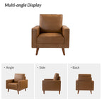 Sillón decorativo de cuero auténtico de mediados de siglo, juego de 2 unidades — Negro / Azul marino / Marrón / Camel / Burdeos / Beige