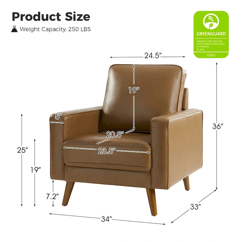 Sillón decorativo de cuero auténtico de mediados de siglo, juego de 2 unidades — Negro / Azul marino / Marrón / Camel / Burdeos / Beige
