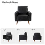 Sillón decorativo de cuero auténtico de mediados de siglo, juego de 2 unidades — Negro / Azul marino / Marrón / Camel / Burdeos / Beige