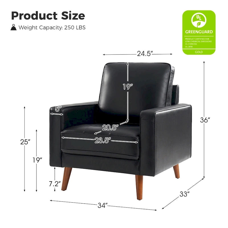 Sillón decorativo de cuero auténtico de mediados de siglo, juego de 2 unidades — Negro / Azul marino / Marrón / Camel / Burdeos / Beige