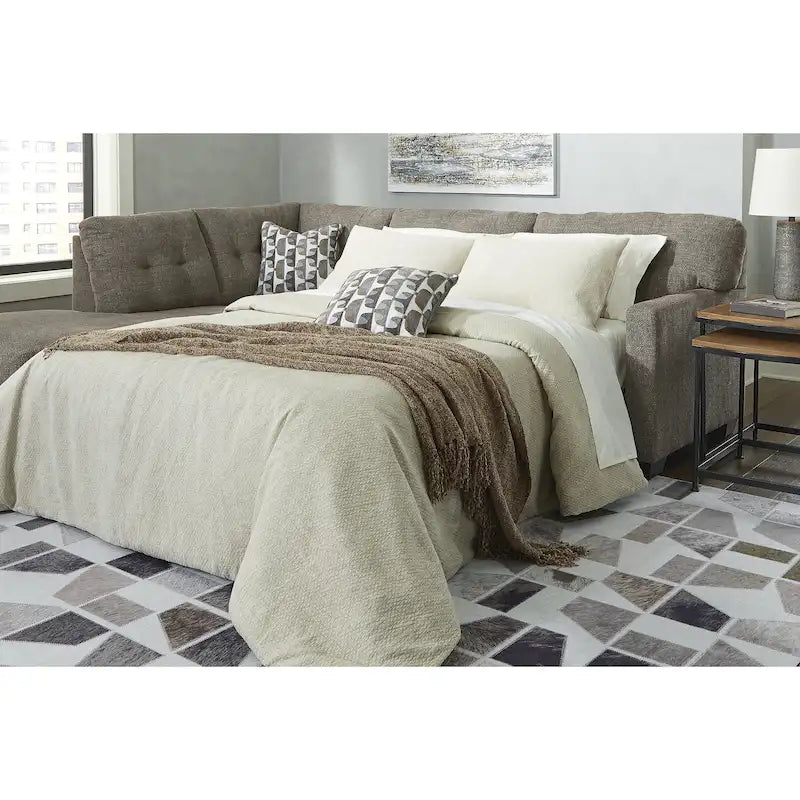 Sofá Seccional Sleeper de 2 piezas con Chaise, reversible izquierda/derecha – Pebble / Chocolate