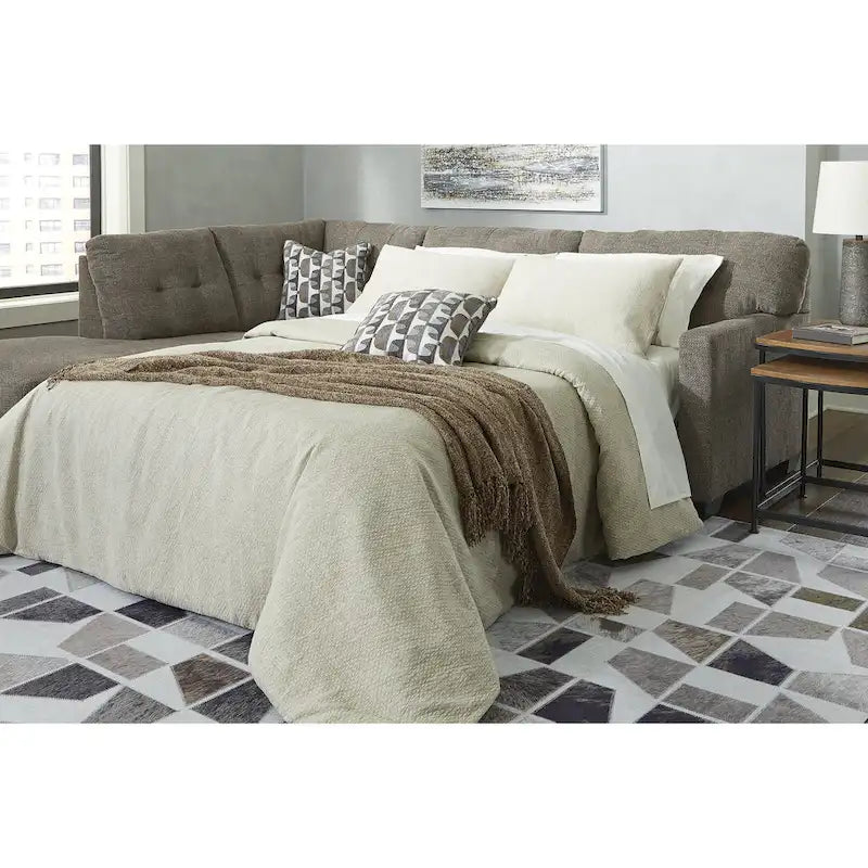 Sofá Seccional Sleeper de 2 piezas con Chaise, reversible izquierda/derecha – Pebble / Chocolate