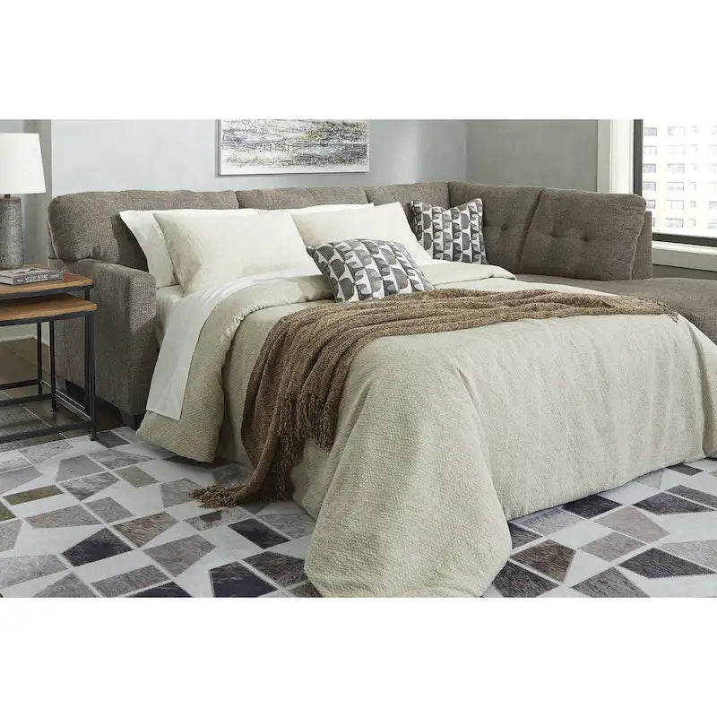 Sofá Seccional Sleeper de 2 piezas con Chaise, reversible izquierda/derecha – Pebble / Chocolate