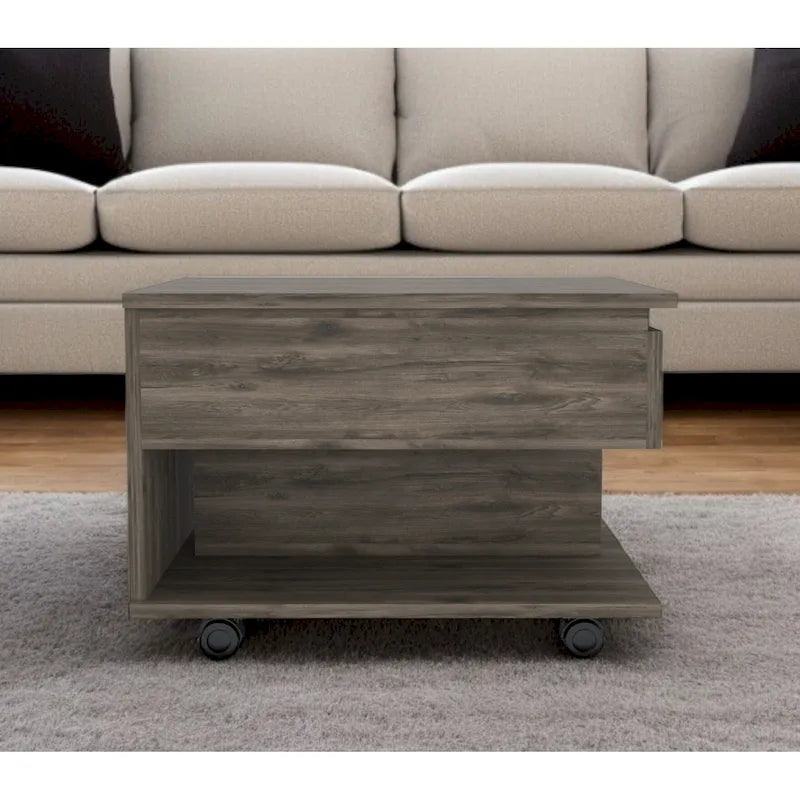 Mesa de centro elevable de madera marrón con cajón, para 1 persona