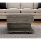 22  Dark Brown Manufactured Wood Rectangular Lift Top Coffee Table With Drawer - 15.3  H x 21.6  W x 19.6  D