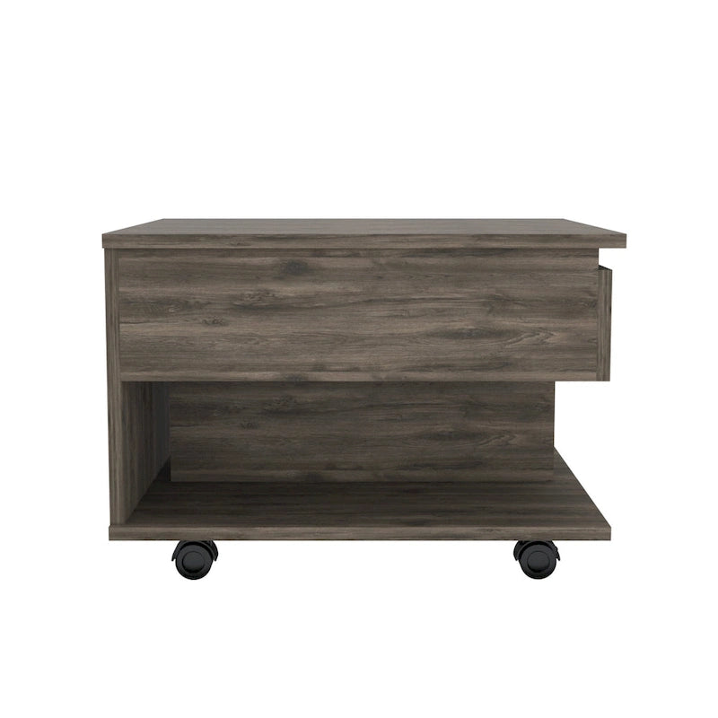 Mesa de centro elevable de madera marrón con cajón, para 1 persona