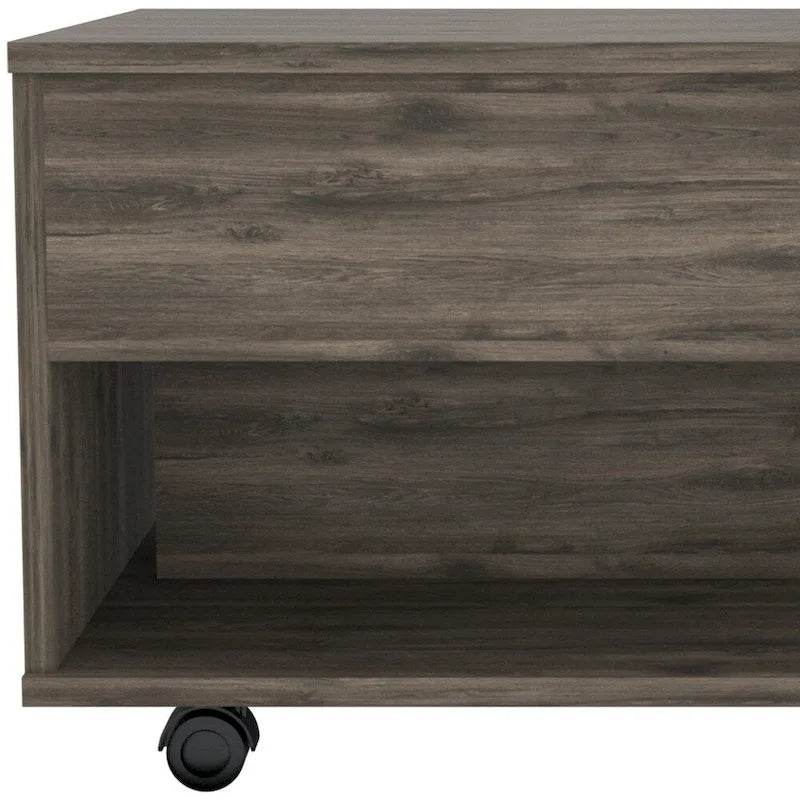 Mesa de centro elevable de madera marrón con cajón, para 1 persona