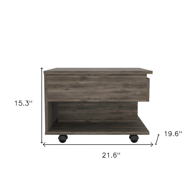Mesa de centro elevable de madera marrón con cajón, para 1 persona