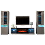 Centro de Entretenimiento de Pared con Chimenea Eléctrica Negro / Gris / Blanco para 1 Habitación