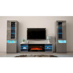 Centro de Entretenimiento de Pared con Chimenea Eléctrica Negro / Gris / Blanco para 1 Habitación