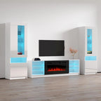 Centro de Entretenimiento de Pared con Chimenea Eléctrica Negro / Gris / Blanco para 1 Habitación