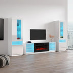 Centro de Entretenimiento de Pared con Chimenea Eléctrica Negro / Gris / Blanco para 1 Habitación