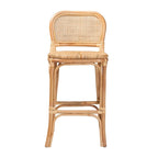 Taburete de bar de ratán natural marrón — Estilo bohemio, altura de barra/mostrador, capacidad para 1 persona