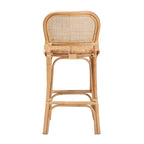 Taburete de bar de ratán natural marrón — Estilo bohemio, altura de barra/mostrador, capacidad para 1 persona