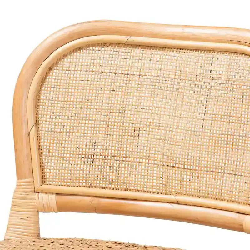 Taburete de bar de ratán natural marrón — Estilo bohemio, altura de barra/mostrador, capacidad para 1 persona