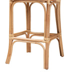 Taburete de bar de ratán natural marrón — Estilo bohemio, altura de barra/mostrador, capacidad para 1 persona