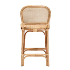 Taburete de bar de ratán natural marrón — Estilo bohemio, altura de barra/mostrador, capacidad para 1 persona