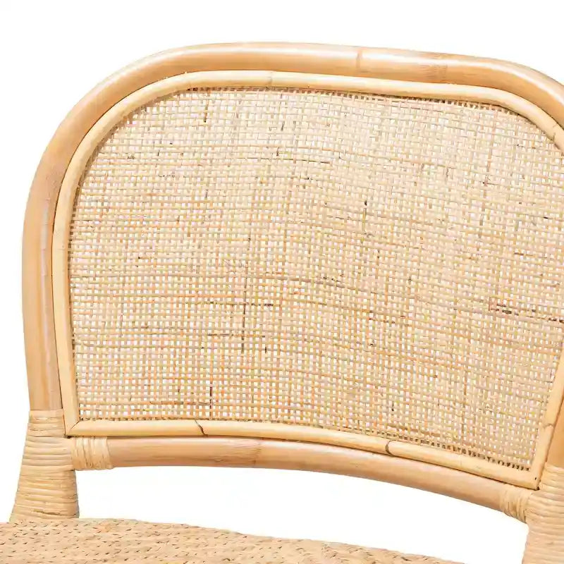 Taburete de bar de ratán natural marrón — Estilo bohemio, altura de barra/mostrador, capacidad para 1 persona
